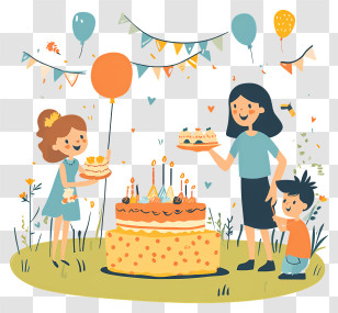 Outside Birthday Party - Joyful Birthday Party Scene Transparent PNG