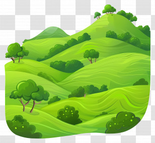 Grass Hill - Green Hilly Landscape Illustration Transparent PNG