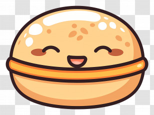 Round Bread - Smiling Burger Cartoon Transparent PNG