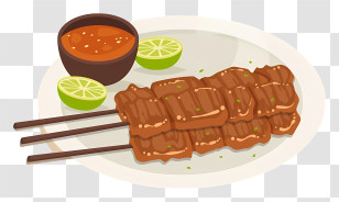 Plate Of Food - Grilled Meat Skewers With Sauce Transparent PNG