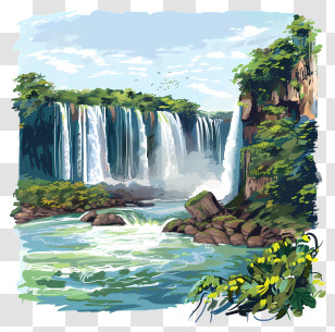 Iguazu Falls - Beautiful Waterfall With Rocks And Water Transparent PNG