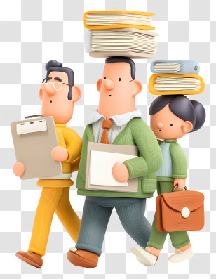 Heavy Workload - Office Workers Carrying Documents Transparent PNG