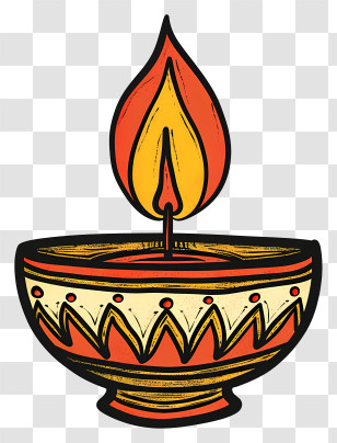 Diya Lamp - Decorated Oil Lamp For Diwali Festival Transparent PNG