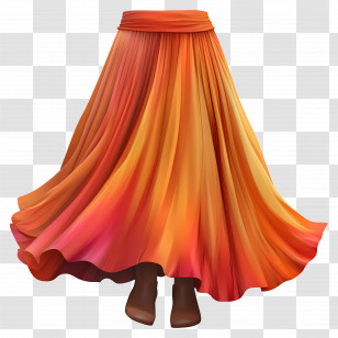 Autumn Skirt - Orange Flowing Long Skirt With Style Transparent PNG