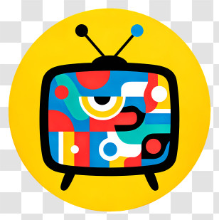 Tv Icon - Colorful TV With Geometric Patterns Transparent PNG