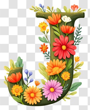 Letter J With Flowers - Floral Letter J Transparent PNG
