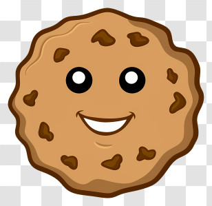 Cartoon Chocolate Chip Cookie - Smiling Chocolate Chip Cookie Illustration Transparent PNG