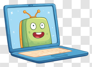 Cartoon Laptop - Cartoon Laptop With Character Transparent PNG