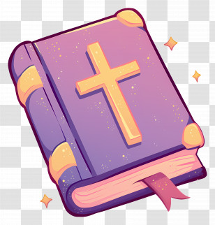 Bible - Illustrated Holy Book With Cross Transparent PNG