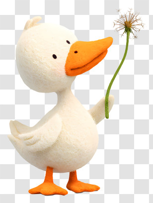 Cute Goose Blowing Dandelion - Playful Duck With Dandelion Transparent PNG