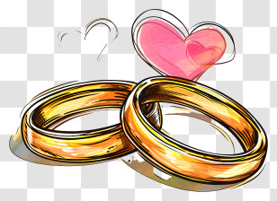 Wedding Rings - Wedding Rings And Pink Heart Illustration Transparent PNG