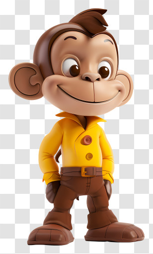Curious George - Cartoon Monkey In Yellow Shirt Transparent PNG
