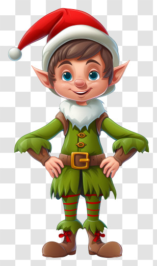 Cartoon Elf - Christmas Elf In Festive Attire Transparent PNG