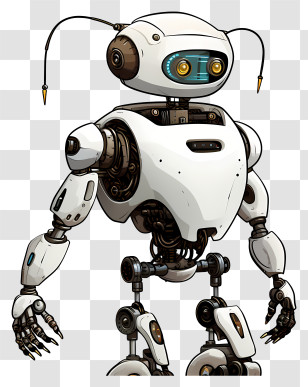 White Robot - Futuristic Human-like Robot Character Transparent PNG