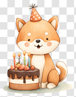 Cat Celebrates Birthday - Happy Dog With Birthday Cake Transparent PNG