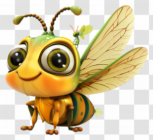 Summer - Cute Bee With Big Eyes Transparent PNG