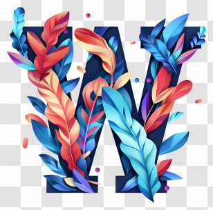 Letter W - Decorative Letter W With Leaves Transparent PNG
