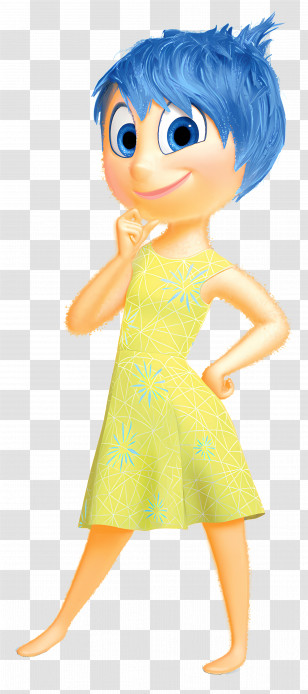 Inside Out - Joyful Blue-Haired Character Transparent PNG