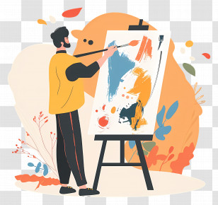 Painter Painting - Artist Painting On Canvas Transparent PNG