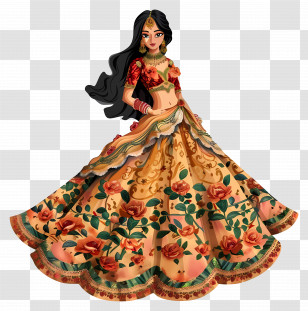 Indian Traditional Dress - Beautiful Woman In Traditional Dress With Floral Patterns Transparent PNG