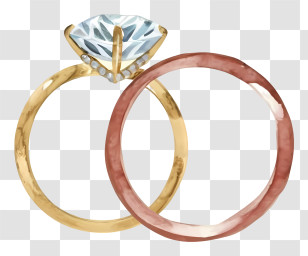 Cartoon - Wedding Rings With Diamond Transparent PNG