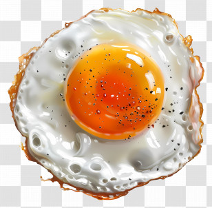 Fried Egg - Illustration Of A Fried Egg With Crisp Edges Transparent PNG