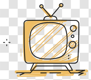 Vintage Television Set - Yellow Vintage Television Illustration Transparent PNG