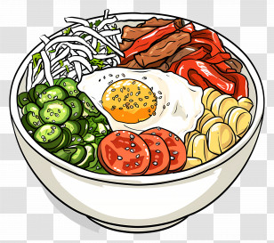 Bowl Of Food - Bowl With Vegetables, Egg, And Rice Illustration Transparent PNG