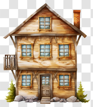 Wooden House - Rustic Wooden House Illustration Transparent PNG