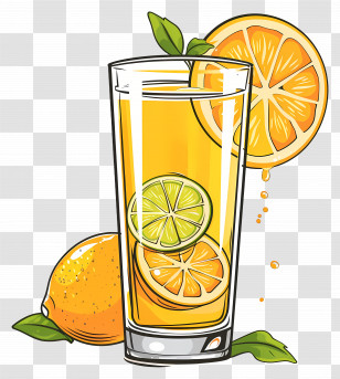 Juice - Orange And Lemon Juice Glass Transparent PNG