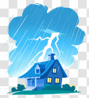 House Struck By Lightning - House Under A Stormy Sky Transparent PNG