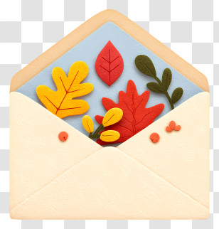 Envelope With Autumn Leaves - Autumn Leaves In Paper Envelope Transparent PNG