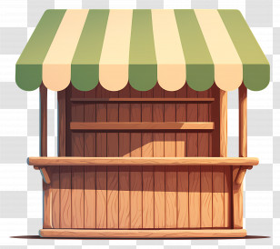 Wooden Market Stall - Wooden Market Stall With Canopy Transparent PNG