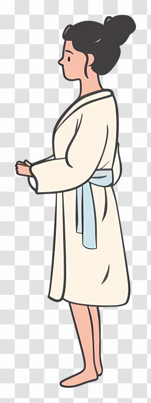 Woman In Bathrobe - Woman In White Robe Side View Transparent PNG