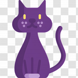 Halloween Cat - Purple Cartoon Cat Illustration In Vector Style Transparent PNG
