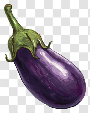Eggplant Emoji - Illustrated Purple Eggplant Vegetable Transparent PNG