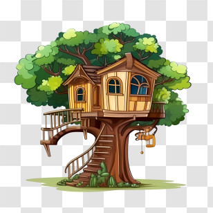 Tree House - Multi-Level Treehouse With Arched Windows Transparent PNG