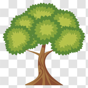Green Tree - Cartoon Illustration Of A Green Tree Transparent PNG