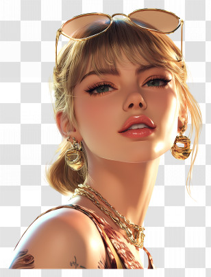 Taylor Swift - Realistic Portrait Of Blonde Woman With Sunglasses Transparent PNG