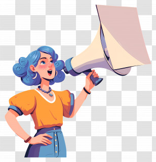 Promoting Girl - Girl Announcing With Megaphone Transparent PNG
