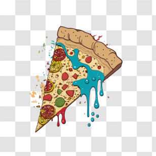 Colors Of The 90s
 - Creative Pizza Slice Illustration With Colorful Drips Transparent PNG