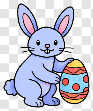 Easter Bunny Hatching From Egg - Cute Easter Bunny With A Colorful Egg Transparent PNG