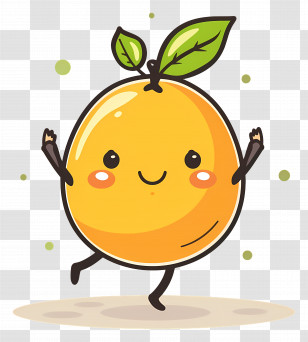 Lemon Kawaii - Happy Cartoon Orange With Cheerful Expression Transparent PNG