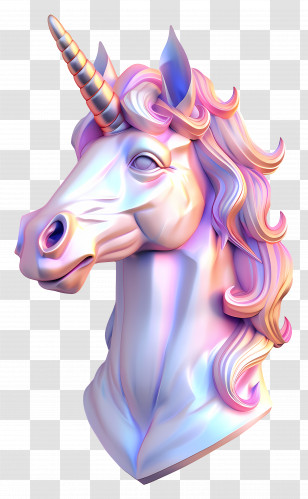 Unicorn Face - Colorful Unicorn Bust Illustration Transparent PNG
