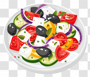Greek Salad - Colorful Greek Salad With Vegetables And Cheese Transparent PNG