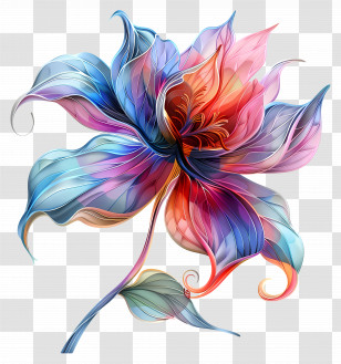 Exotic Flower - Colorful Abstract Flower Illustration Transparent PNG