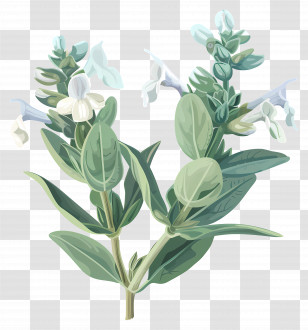 Sage Flower - Green Herb Plant Transparent PNG