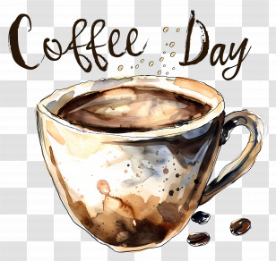 International Coffee Day - Artistic Coffee Cup For Coffee Day Celebration Transparent PNG