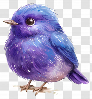 Purple Bird - Adorable Purple Cartoon Bird Transparent PNG