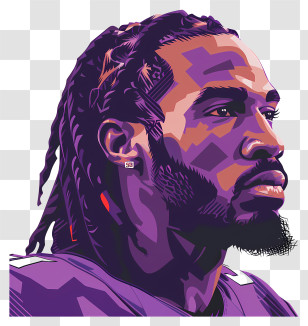 Cordarrelle Patterson - Abstract Portrait Illustration In Modern Art Style Transparent PNG
